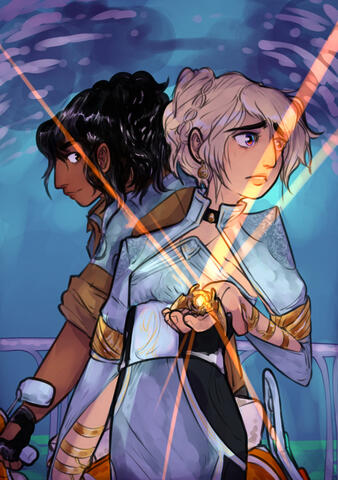 An illustration of Crowe and Lunafreya from Final Fantasy XV.